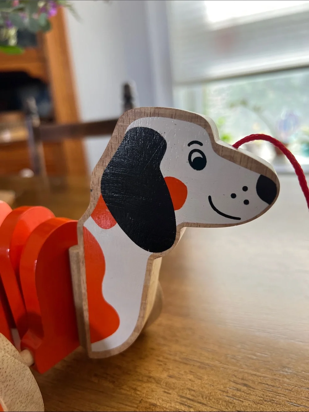 Wooden pull toy, dog